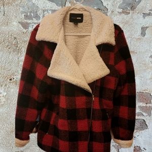 Fashion Nova Buffalo Plaid fleece lined coat